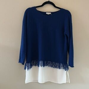 Tyler Boe Womens Cashmere Layered Sweater with Fringe Sz Small Quiet Luxury Chic